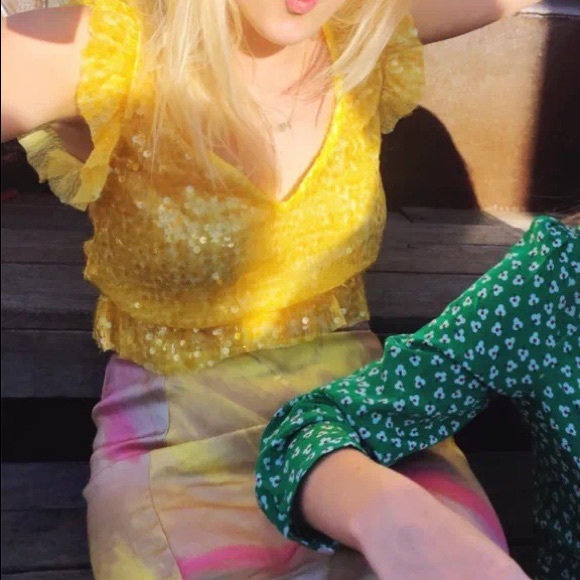 ZARA Yellow Sequin Top - Picture 9 of 9